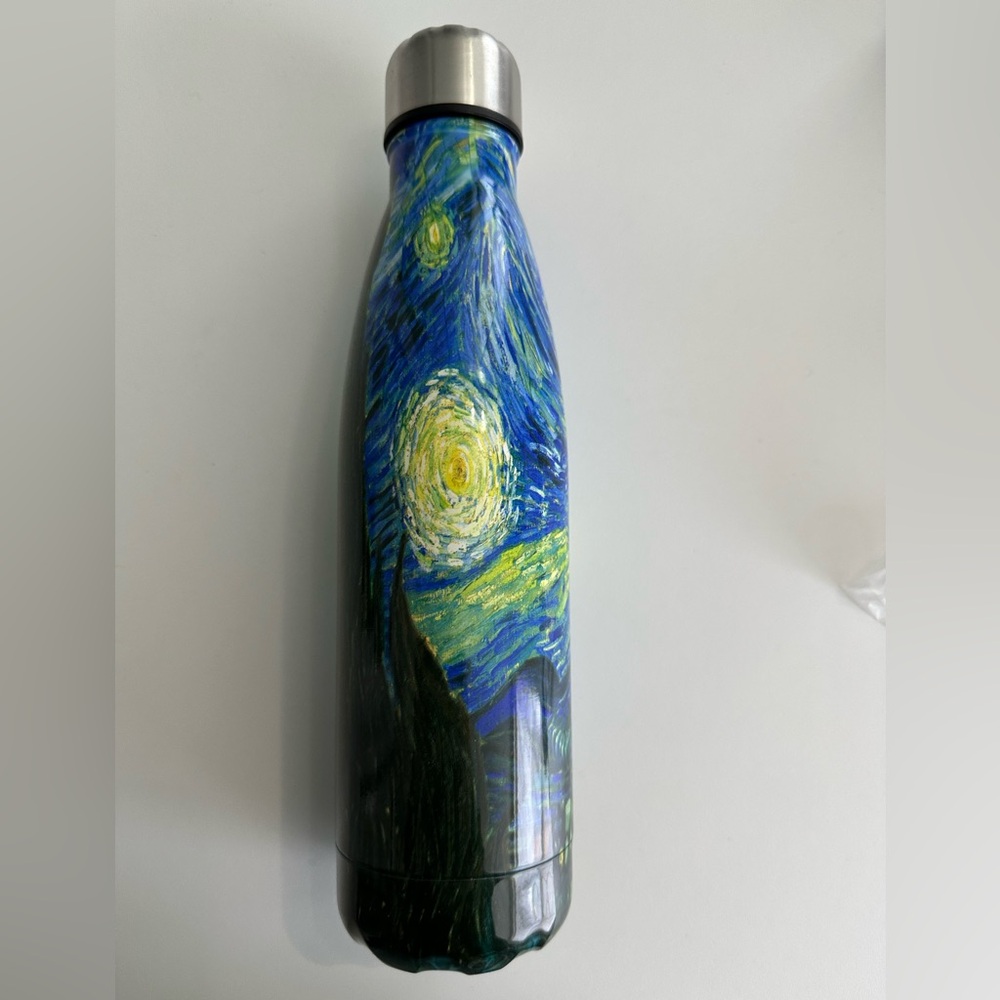 Van Gogh Starry Night Art Print Stainless Steel Art Water Bottle NWT